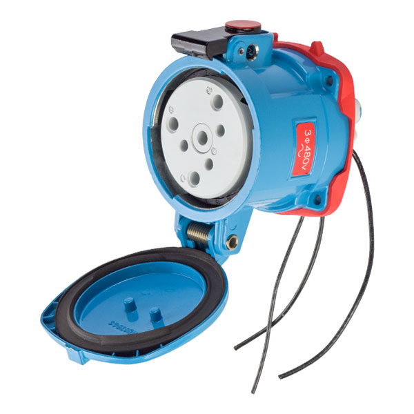 37-64243-C-K04-263-4X - DS100C RECEPTACLE METAL BLUE SIZE 4 TYPE 4X 3P+G 100A 480 VAC 60 Hz +3 AUX TYPE 4X WATERTIGHTNESS